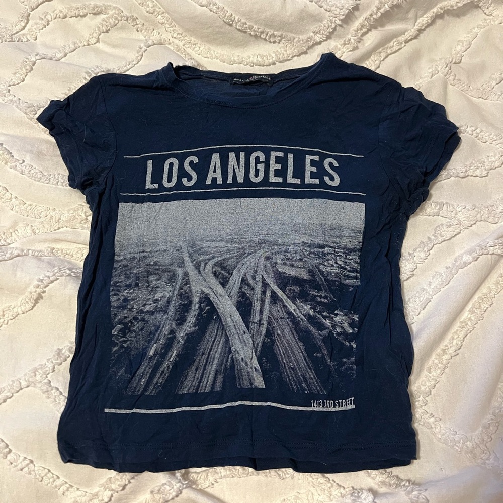 Brandy Melville Los Angeles Navy Blue Graphic T-Shirt 2016